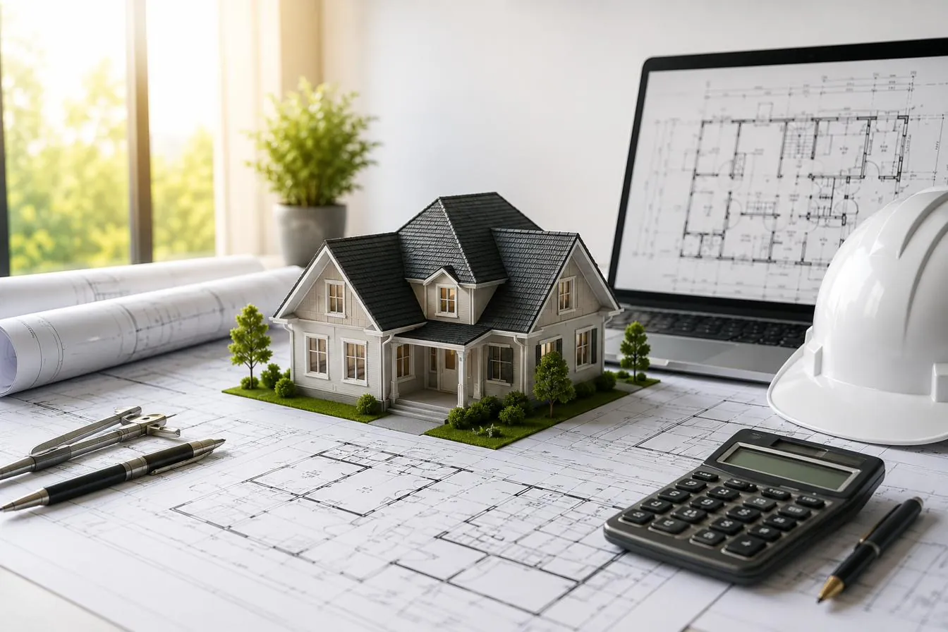 Professional engineer reviewing house plans